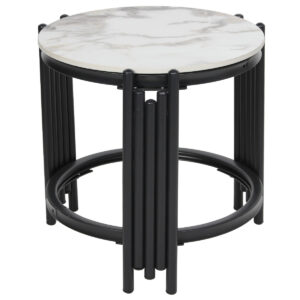 Τραπέζι σαλονιού μεταλλικό Φ36Χ35 εκ. Μαύρο με Κεραμική επιφάνεια - KESKOR 509261-3