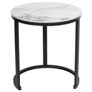 Τραπέζι σαλονιού μεταλλικό Φ45Χ49 εκ. Μαύρο με Κεραμική επιφάνεια - KESKOR 509263-1