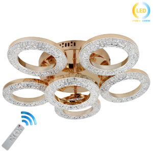 Φωτιστικό οροφής LED 70W Φ50Χ14 εκ. Χρυσό με ακρυλικό και Controller - KESKOR 659901