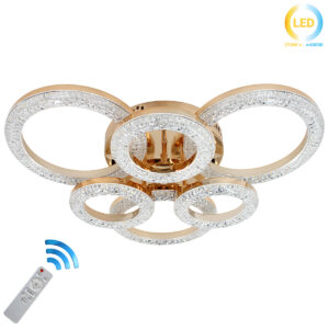 Φωτιστικό οροφής LED 90W Φ60Χ13 εκ. Χρυσό με ακρυλικό και Controller - KESKOR 659906