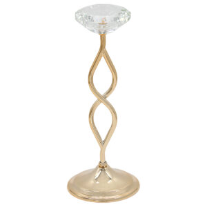 Κηροπήγιο μεταλλικό Φ13Χ31 εκ. Χρυσό με κρύσταλλο - KESKOR 43210