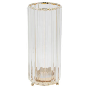 Κηροπήγιο μεταλλικό Φ13Χ31,5 εκ. Χρυσό με γυάλινα διακοσμητικά - KESKOR 43230