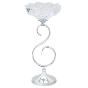 Κηροπήγιο μεταλλικό Φ15Χ33 εκ. Ασημί με γυαλί - KESKOR 43173