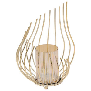 Κηροπήγιο μεταλλικό Φ19Χ29 εκ. Χρυσό με μελί γυαλί - KESKOR 43275